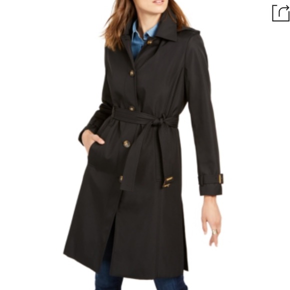 Calvin Klein Black Belted Trench Coat - Picture 1 of 12